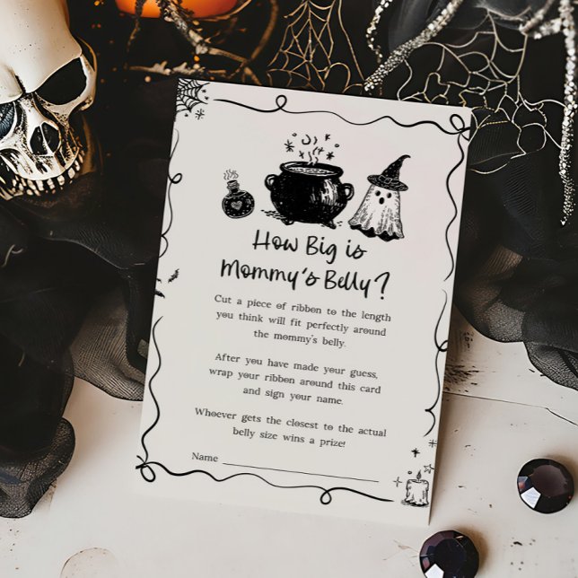 Bébé Halloween se prépare Quel est la taille du ve (Whimsical Spooky Ghost Baby Shower How Big Is Mommy's Belly Game)
