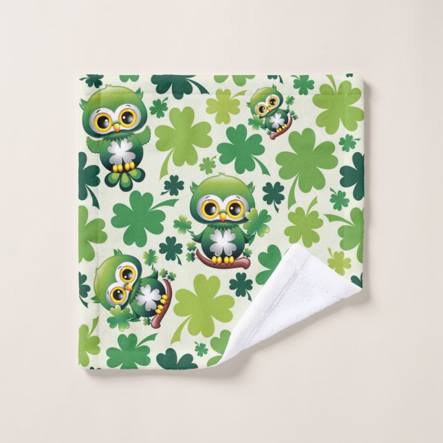 Bébé Hibou Mignon St Patrick Dessin Animé (Gant de toilette)