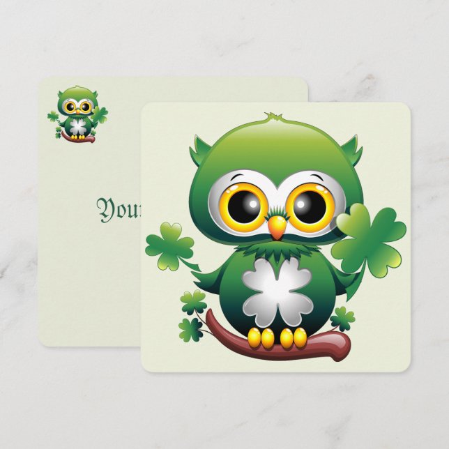 Bébé Hibou Mignon St Patrick Dessin Animé (Devant / Derrière)