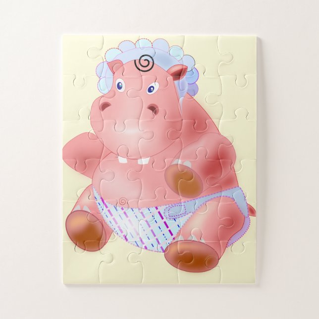 Bébé Hippo Jigsaw Puzzle Cartoon (Vertical)