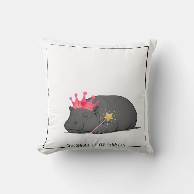 Bébé Hippopotame Pygmée - Coussin Princesse (Recto)