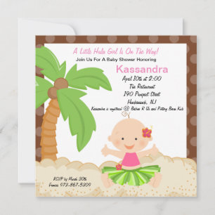 Bébé Hula Girl Baby shower Invitation