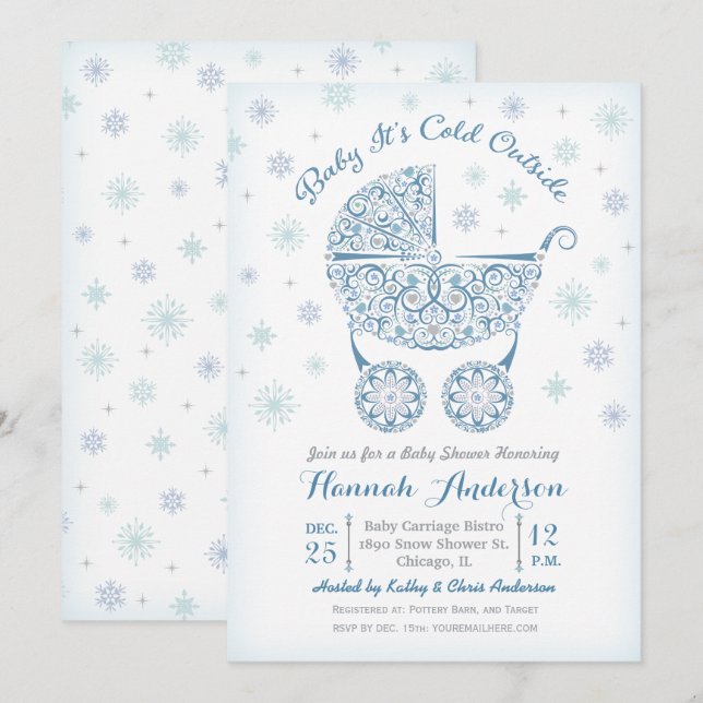 Bébé, il fait froid dehors, Invitation à une fête  (Devant / Derrière)