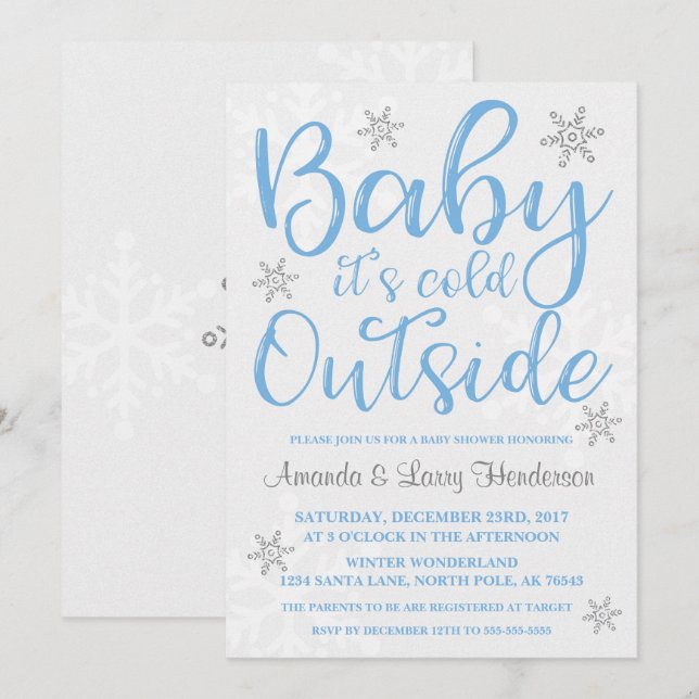 Bébé, il fait froid dehors Invitation Baby Shower  (Devant / Derrière)