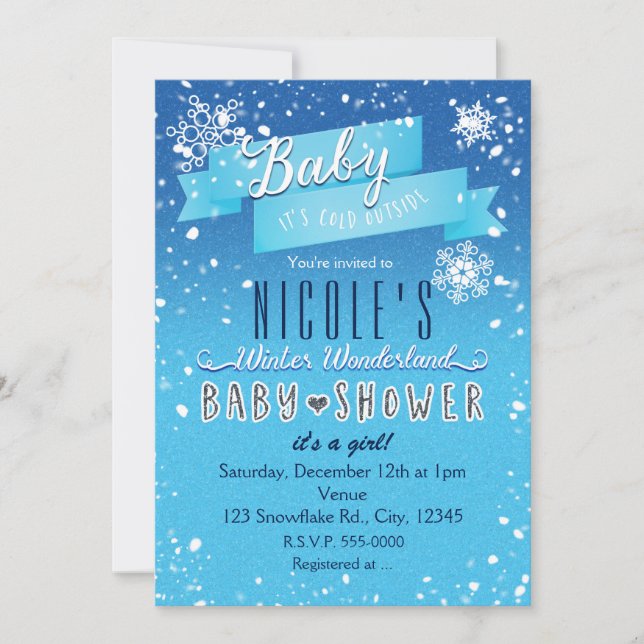 BÉBÉ Il fait froid dehors Invitation BABY SHOWER (Devant)