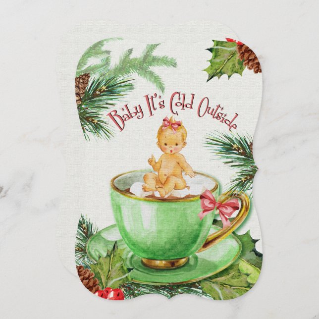 Bébé Il fait froid dehors | Invitation Baby shower (Devant / Derrière)