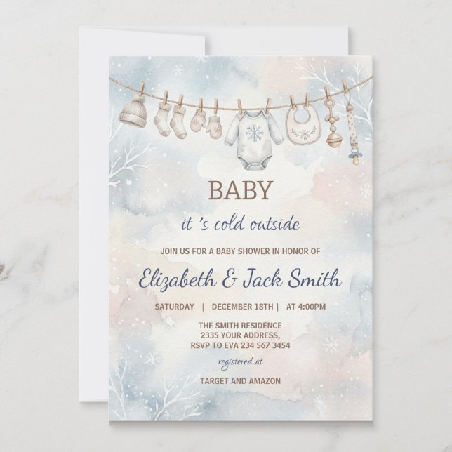 Bébé il fait froid dehors Invitation Baby Shower (Devant)