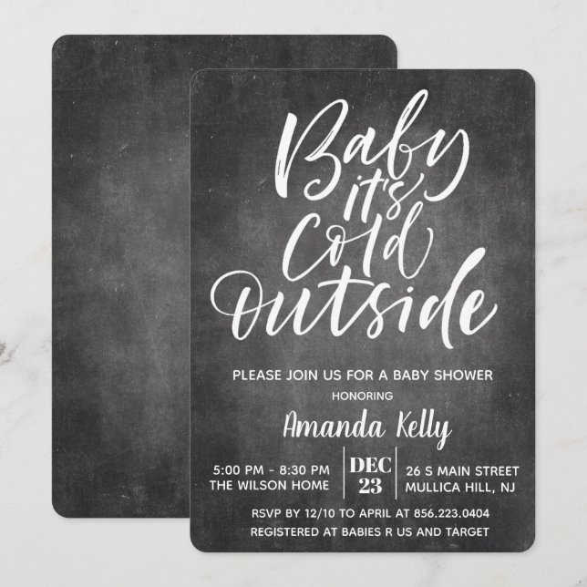 Bébé il fait froid dehors Invitation pour une baby (Devant / Derrière)