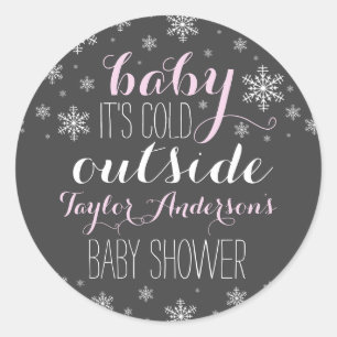 Bébé il fait froid dehors - Sticker Baby shower fi