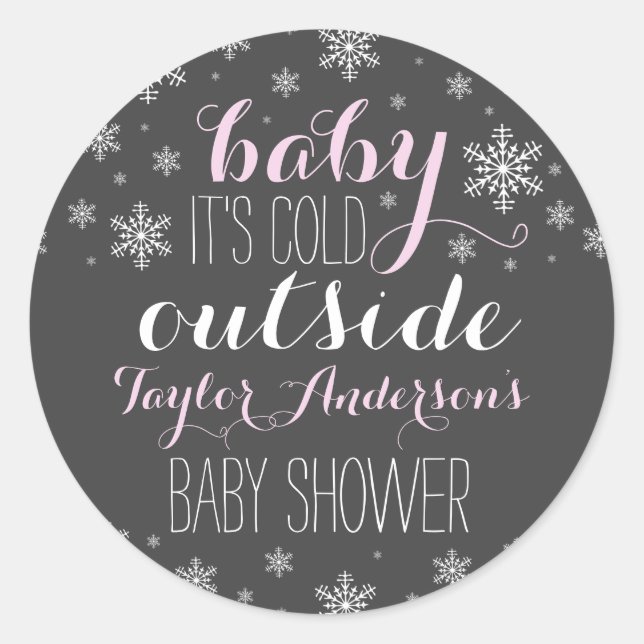 Bébé il fait froid dehors - Sticker Baby shower fi (Devant)