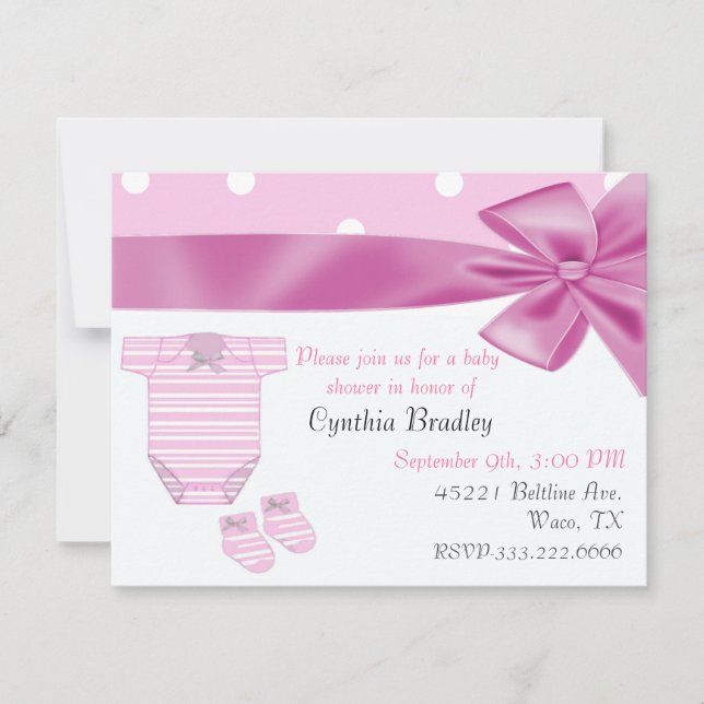 Bébé Invitation à la douche de la fille (Devant)