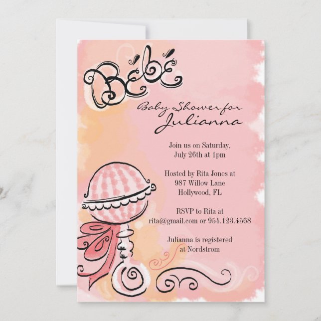 Bebe - Invitation Baby shower français inspirée (Devant)