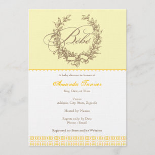 Bebe - invitation française jaune de baby shower