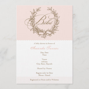 Bebe - invitation française rose de baby shower