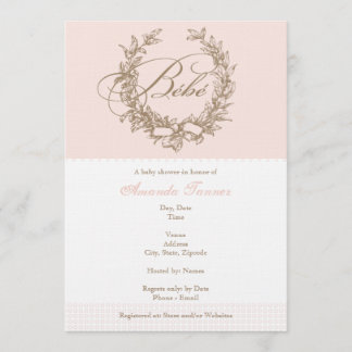Bebe - invitation française rose de baby shower