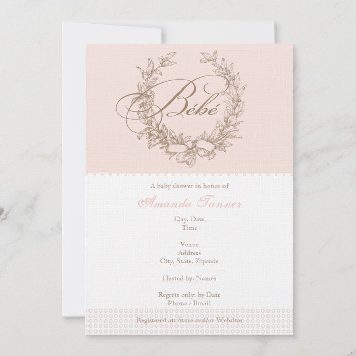 Bebe invitation française rose de baby shower Zazzle.fr