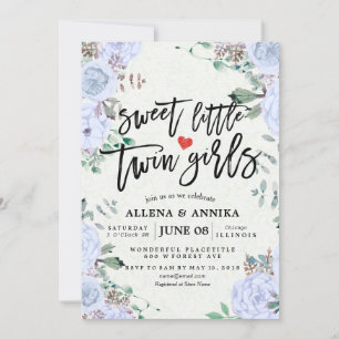 Bébé Invitations Douche Sweet Little Twin Girls