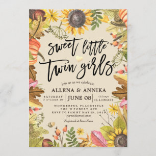 Bébé Invitations Douche Sweet Little Twin Girls