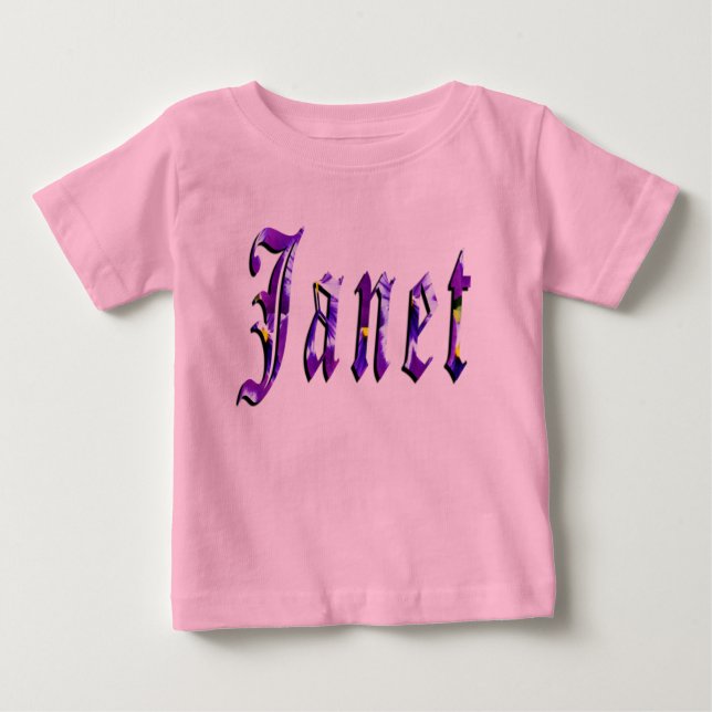 Bébé Janet, Nom, Logo, T-shirt rose pour filles (Devant)