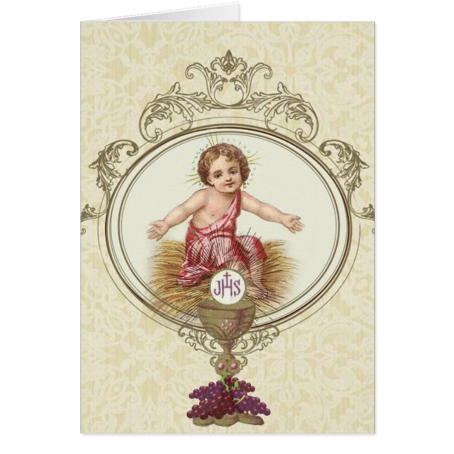 Bébé Jésus avec calice et hostie religieux (Devant)