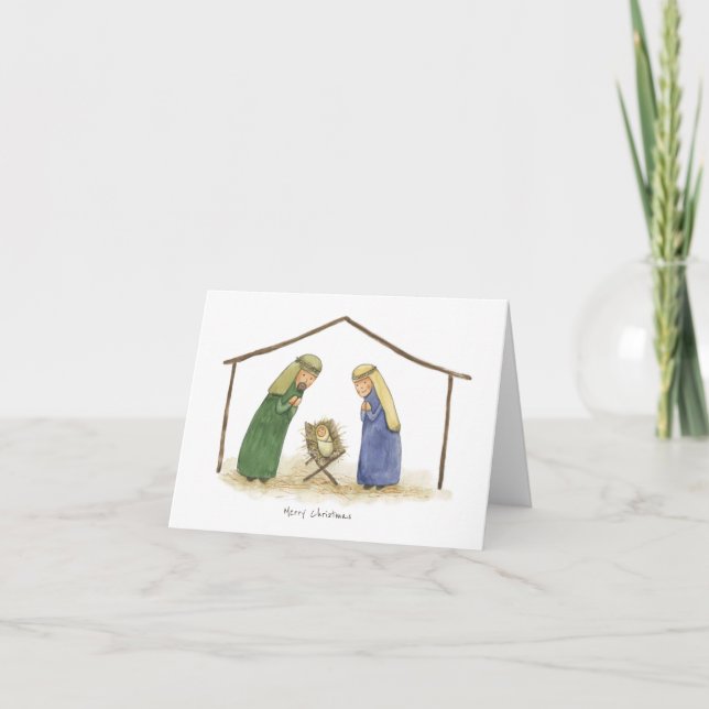 Bébé Jésus avec Marie et Joseph Carte de Vacances (Devant)