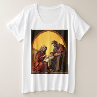 Bébé Jésus Marie et Joseph Femmes Plus Taille Tee