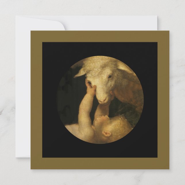 Bébé Jésus Touchant le visage de l'agneau (Devant)