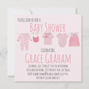 Bébé Jeune fille Douche invitation Vêtements en li