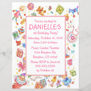 Bébé jouets thème anniversaire invitations