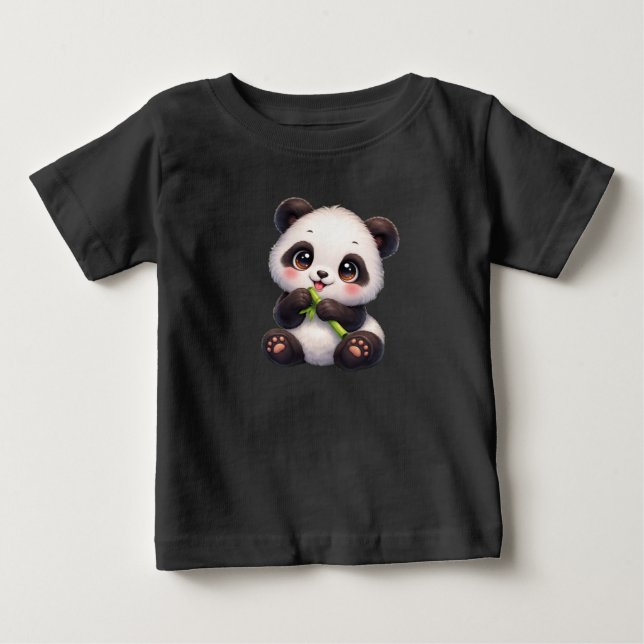 Bébé Kawaii Panda avec Bambou | T-shirt graphique pour  (Devant)