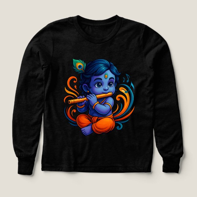 Bébé Krishna avec Flûte - Vibes de paix | 3D dynam (Motif recto)