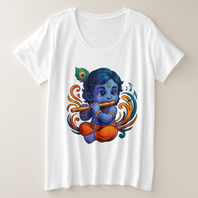 Bébé Krishna avec Flûte - Vibes de paix | 3D dynam (Design devant)