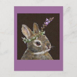 bébé lapin avec carte postale casquette fleur sauv