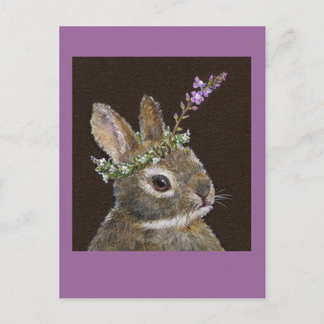 bébé lapin avec carte postale casquette fleur sauv (Devant)