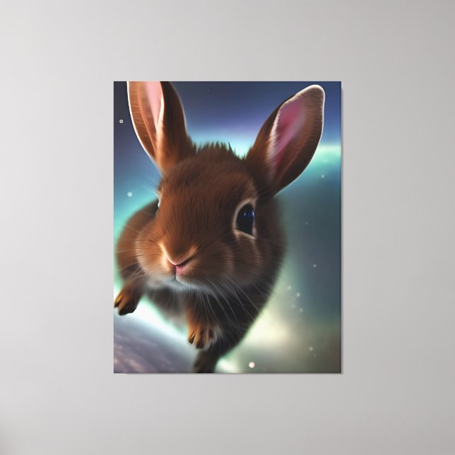 Bébé Lapin Courant Dans La Toile Spatiale Imprimer (Recto)