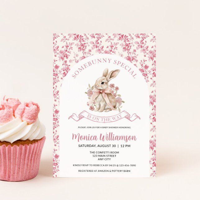 Bébé lapin Fille Douche Invitation Toile (Girl's Baby Shower Baby Bunny Invite)