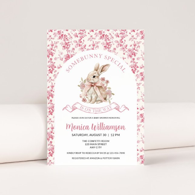 Bébé lapin Fille Douche Invitation Toile (Bunny Baby Shower Invite)