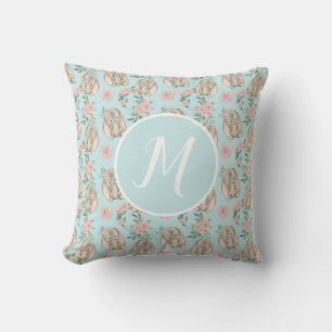 Bébé lapin Monogramme bleu Lève oreiller