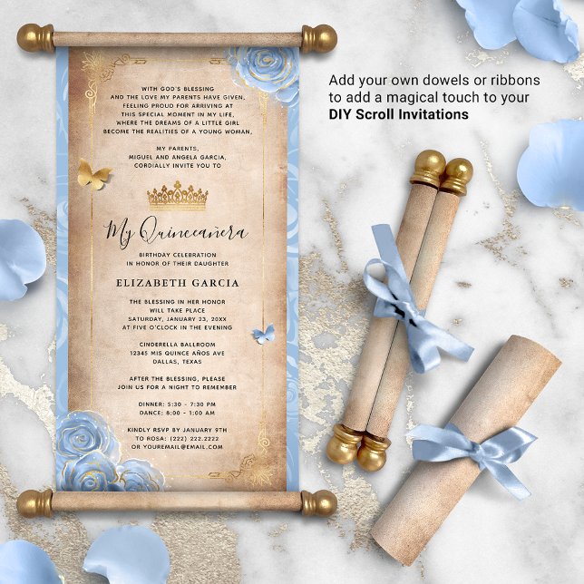 Bébé léger Bleu Quince Or do-it-yourself Scroll In (DIY scrolls do not come with dowels. Add your own or roll up with a ribbon for a personalized touch!)