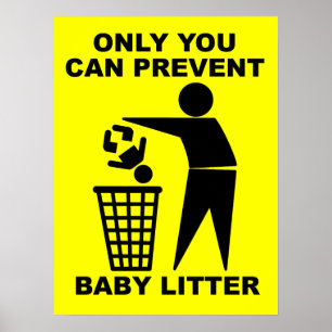 Bébé Litière Affiche Signe Imprimé Drôle Humour
