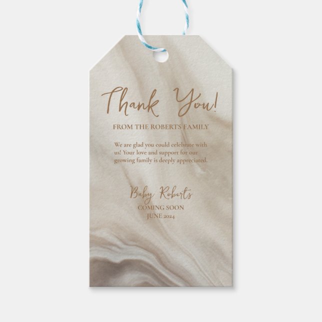 Bébé Marbre Neutre Baby shower Favoriser étiquette (Devant)