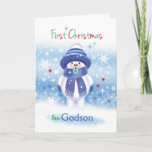 Bébé mignon, 1er Noël, carte Godson