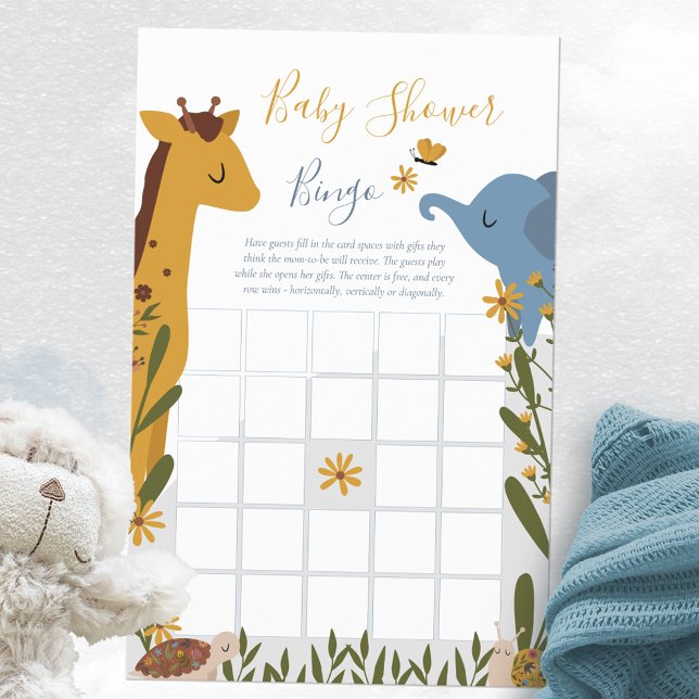 Bébé mignon Animaux Floral Baby shower Bingo Jeu (Wild Animals Floral Baby Shower Bingo Game ©Susanne Sachers - Sunny Mind Design 🌞)