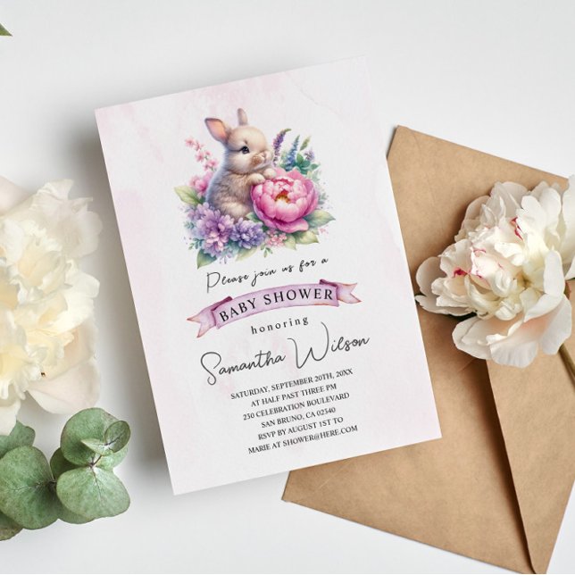 Bébé mignon avec Baby shower de fleurs Invitation (Créateur téléchargé)