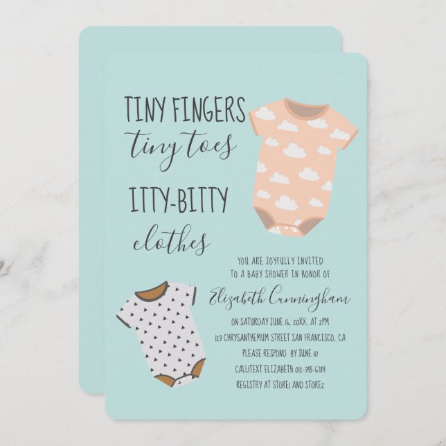 Bébé mignon Baby shower Fête Invitation (Devant / Derrière)