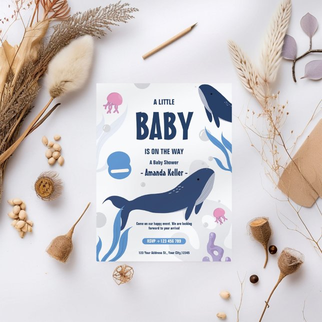 Bébé mignon baleine Baby shower Invitation (Créateur téléchargé)