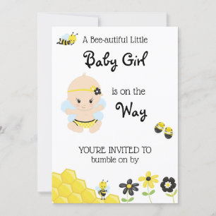 *~* Bébé mignon Bee Baby Girl Shower Invitation
