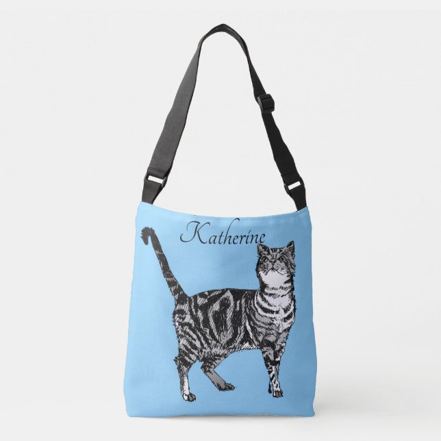 Bébé mignon Bleu Filles Tabby Chat Chats sac à mai (Devant)