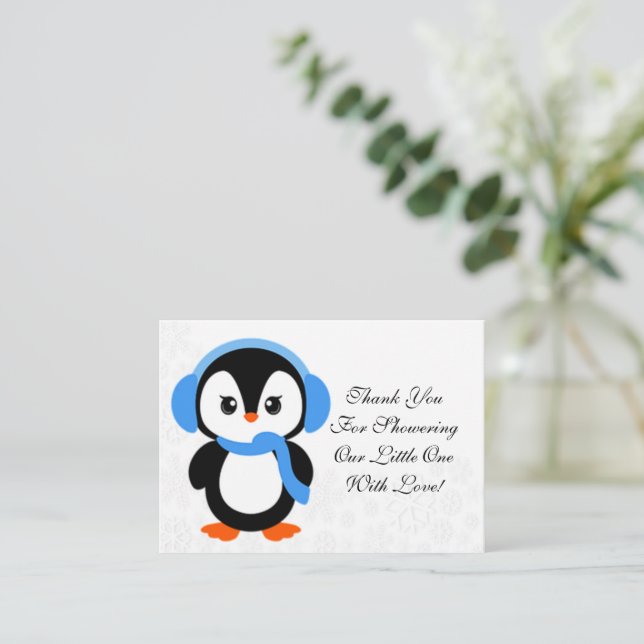 Bébé mignon Carte de remerciements pingouin (Debout devant)