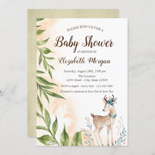 Bébé mignon cerf Feuilles Baby shower Invitation